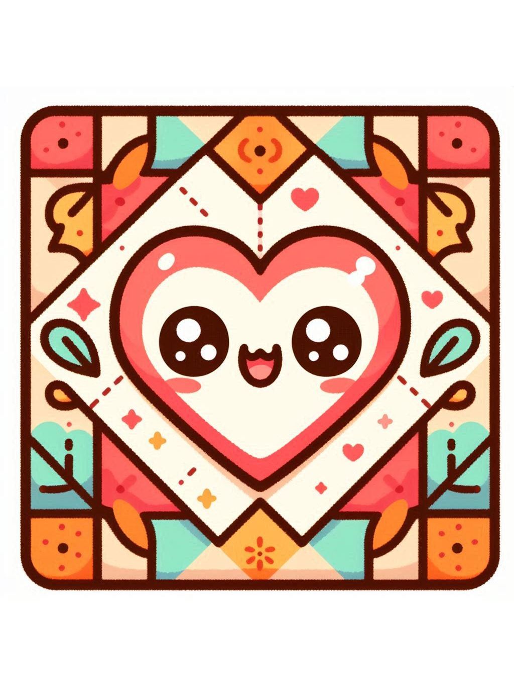 thanksgiving love drawing ideas featuring a cheerful heart in the center of an intricate quilt design with autumn-themed patterns and colors.